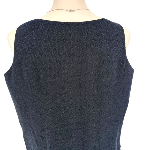 VTG Talbots Shell Tank Top 12W PETITE Navy Blue Shimmer Evening Lined Side Zip - Picture 10 of 15